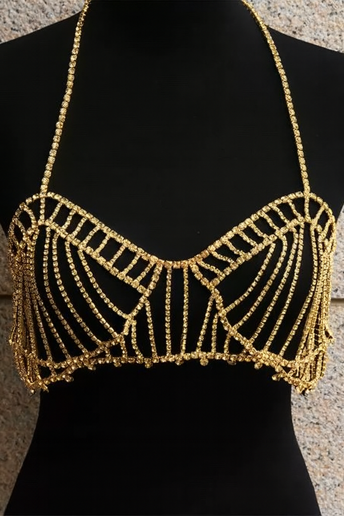 Altın Renk Taşlı Bralet Vücut Aksesuarı