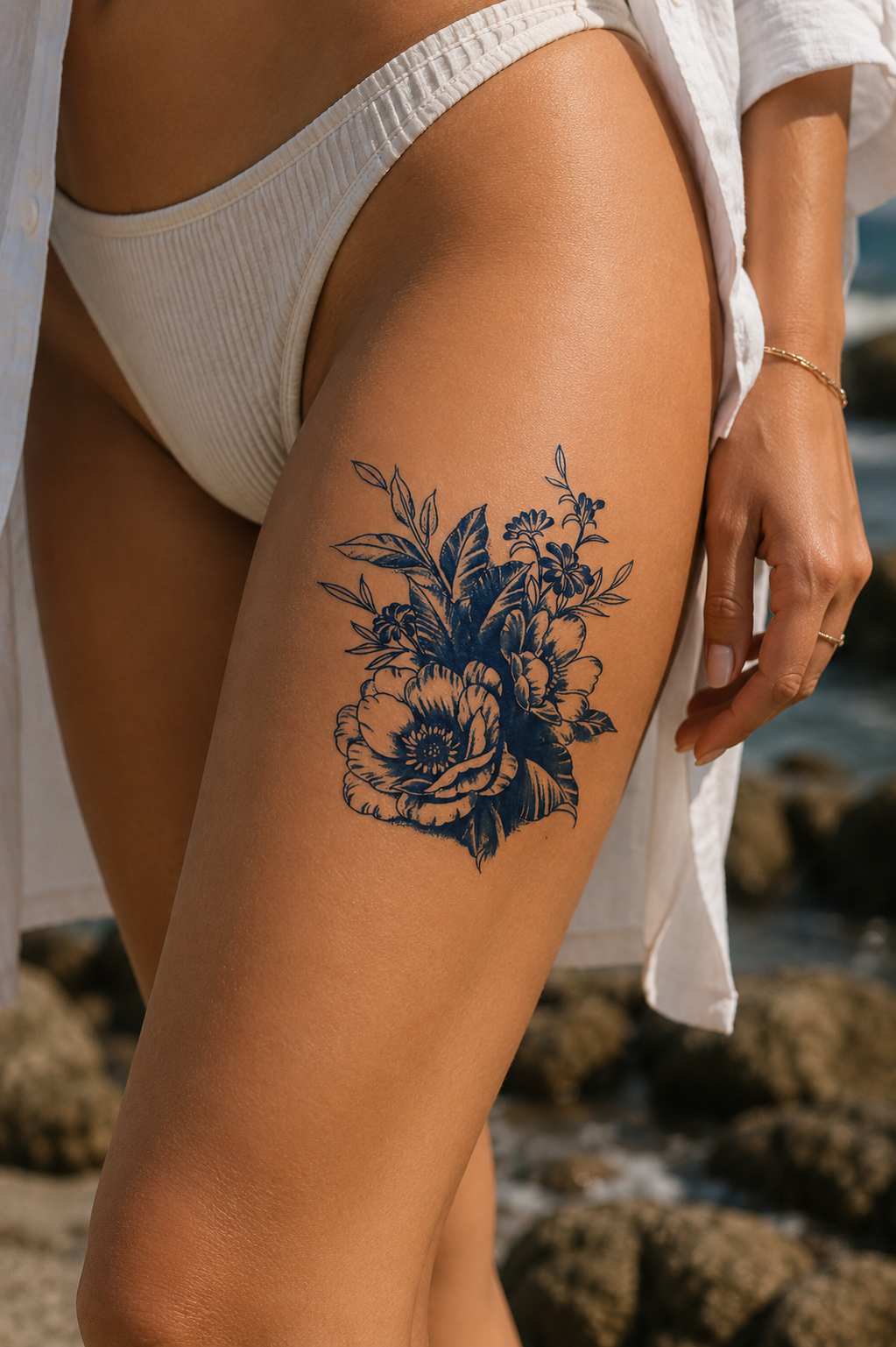Çiçek Sonradan Kararan Yarı Kalıcı Geçici Dövme Tattoo