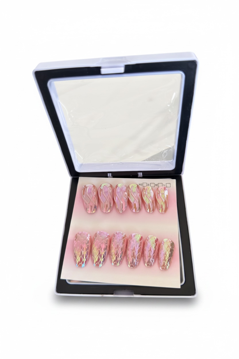 Pembe Renk 12li Takma Tırnak (Yapıştırıcılı)