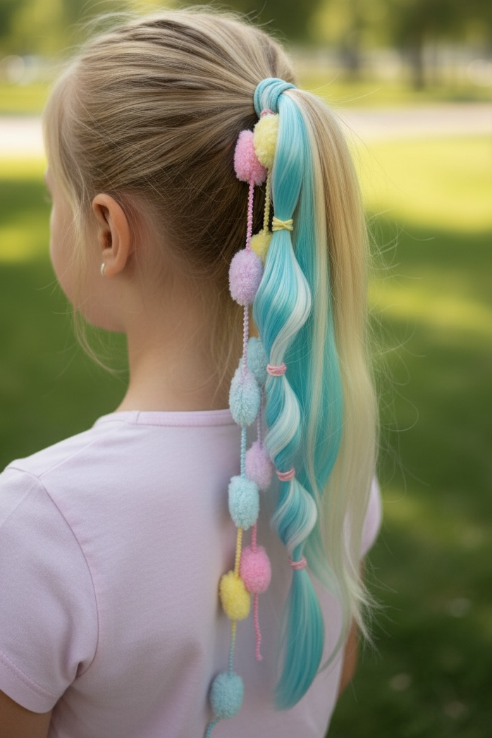 Mavi Renk Saç Detaylı Lastik Toka