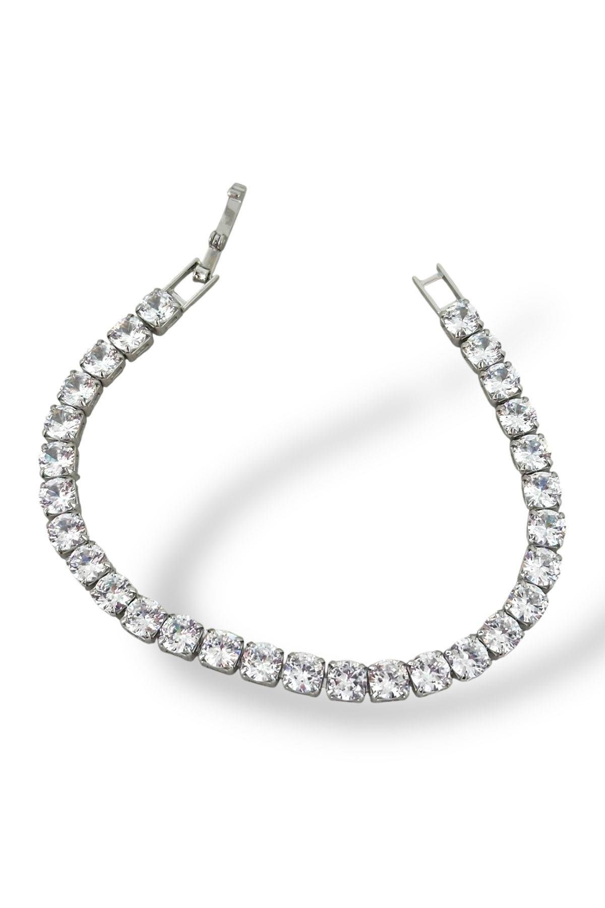 Gümüş Renk Taş Detaylı Su Yolu Bileklik