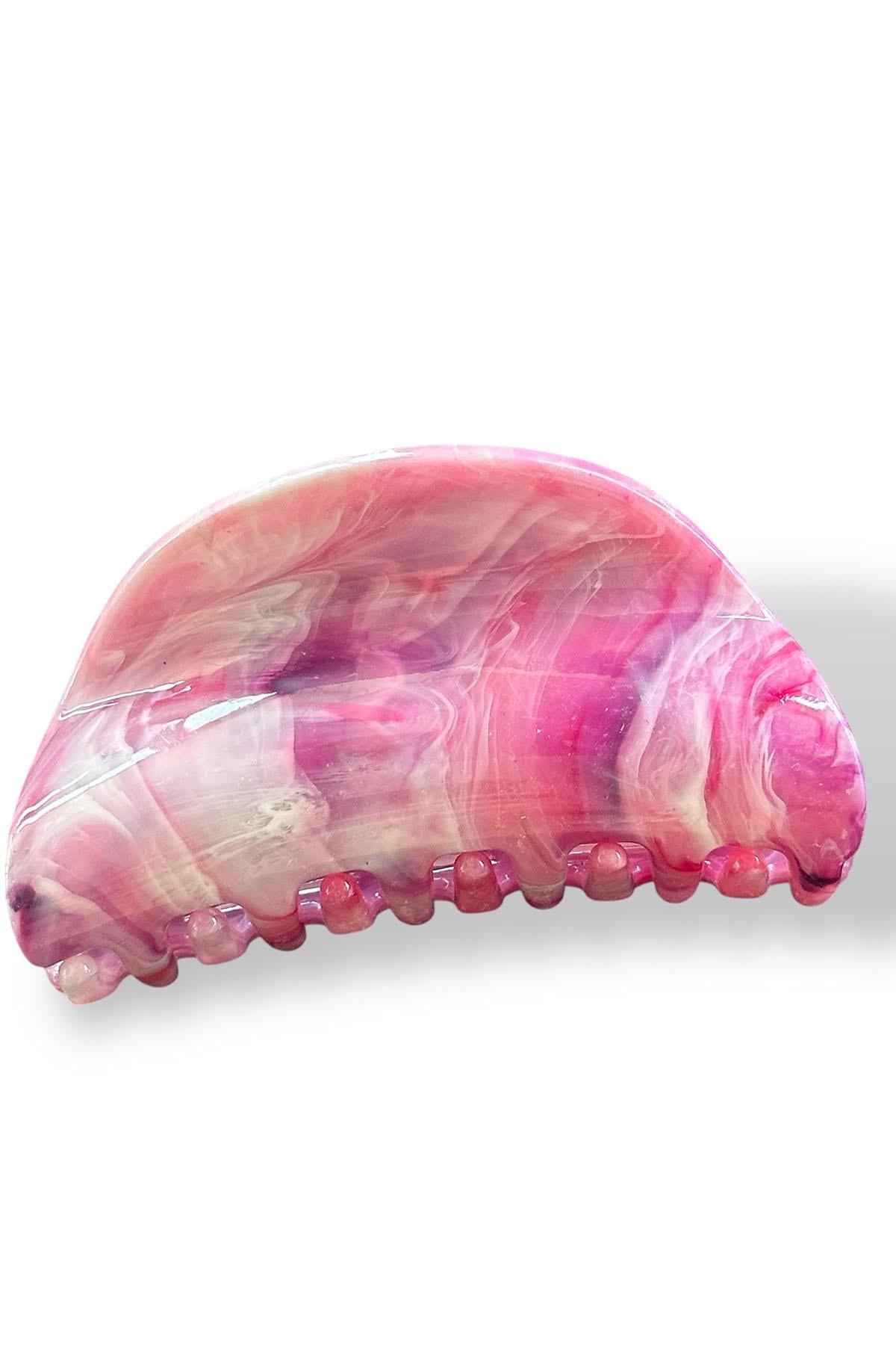 Pembe Renk Mermer Desenli Kemik Mandal Toka