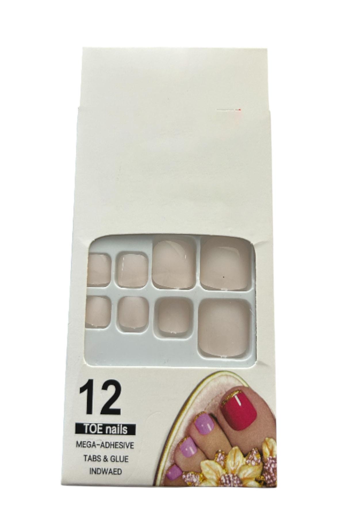 12li Krem Renk Takma Tırnak Set (Yapıştırıcılı)
