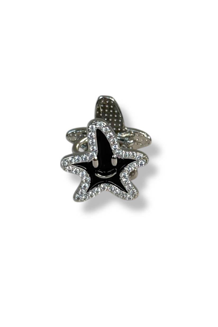 Gümüş Renk Yıldız Figürlü Çift Taraflı 14K Altın Kaplama Ear Cuff (Tek)