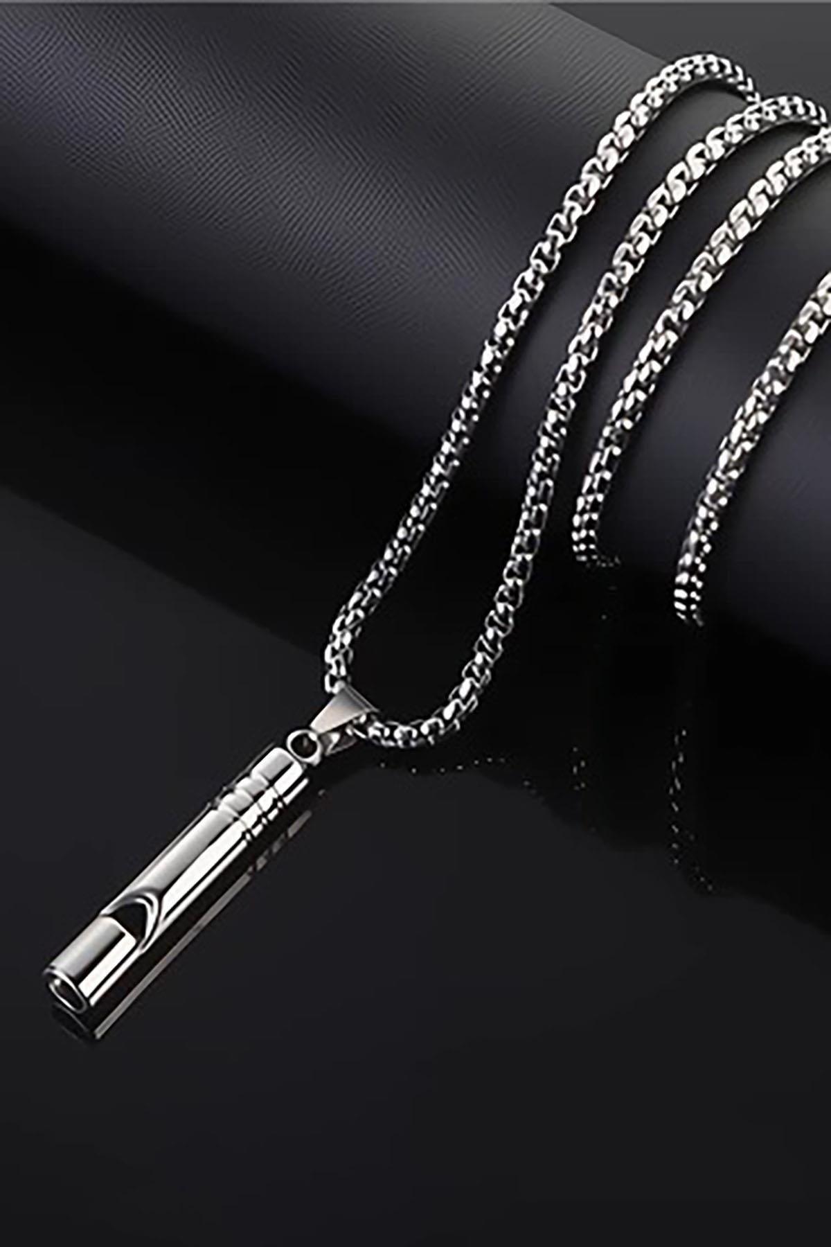 Hayatta Kalma ve Acil Yüksek Ses Çelik Düdük Deprem Kolyesi Kadın & Erkek