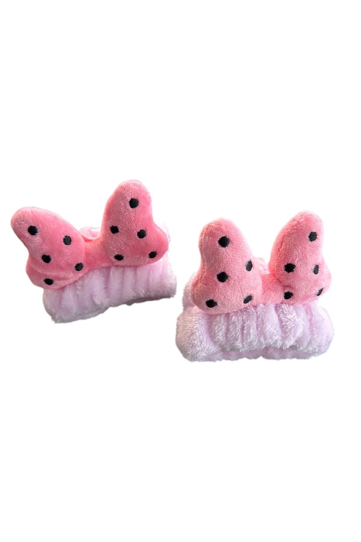 Lila Renk İkili Kurdele Figürlü Peluş Su Tutucu Havlu Bileklik