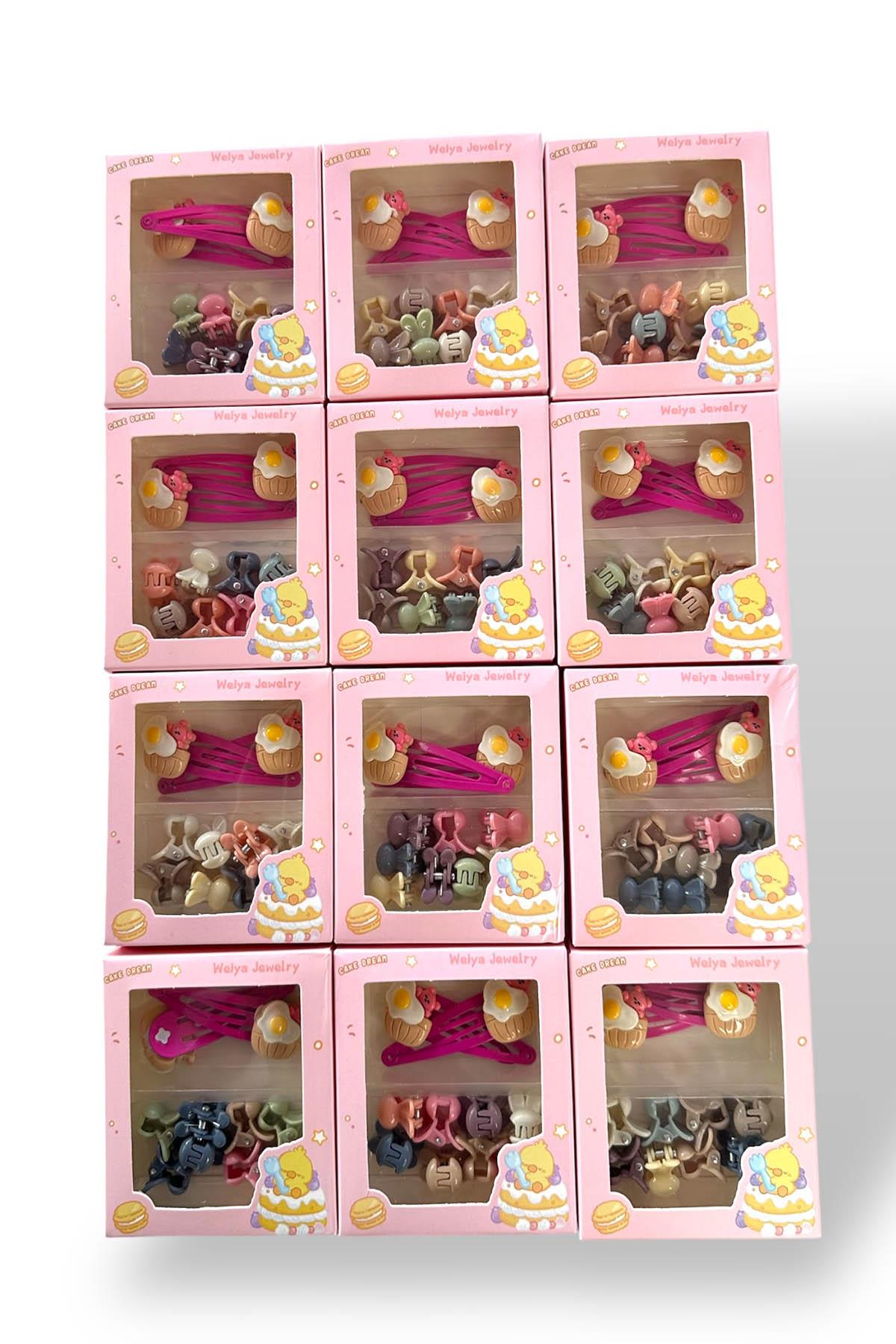12li Karışık Renk Kutulu Toka Set