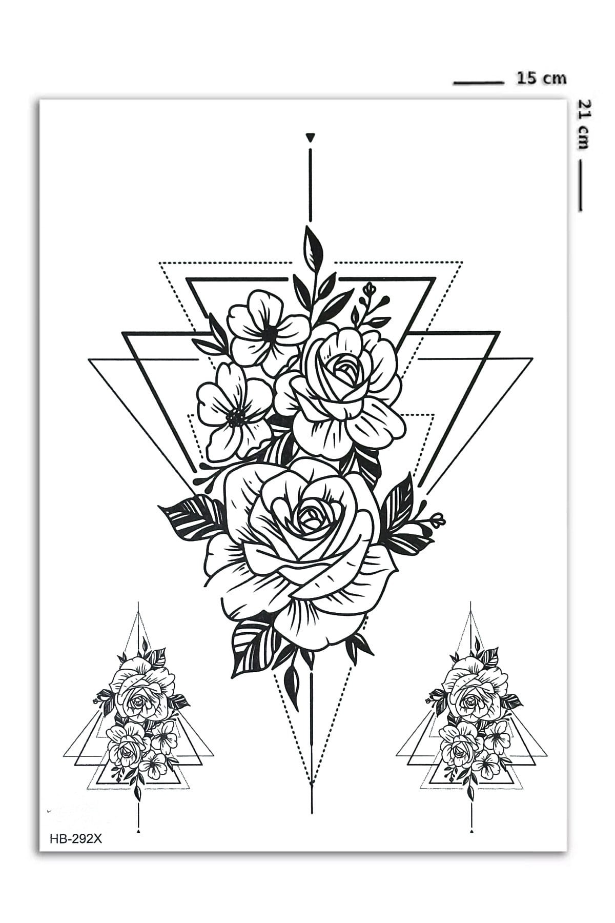 Soyut Üçgen Ve Gül Geçici Dövme Tattoo
