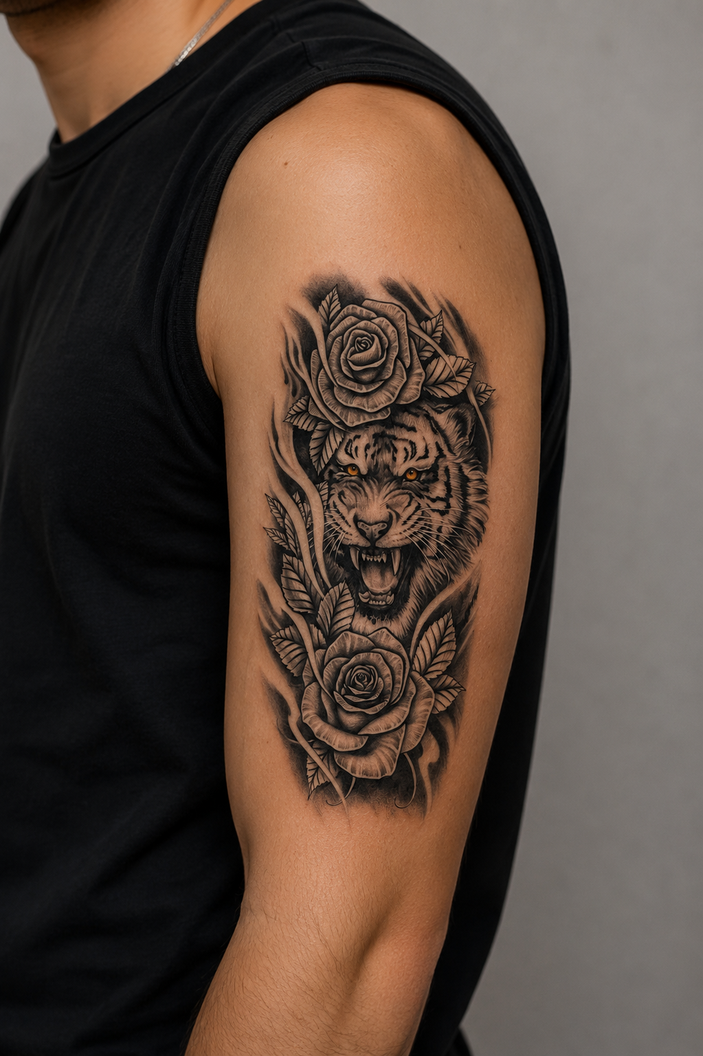Gül Ve Kaplan Geçici Dövme Tattoo
