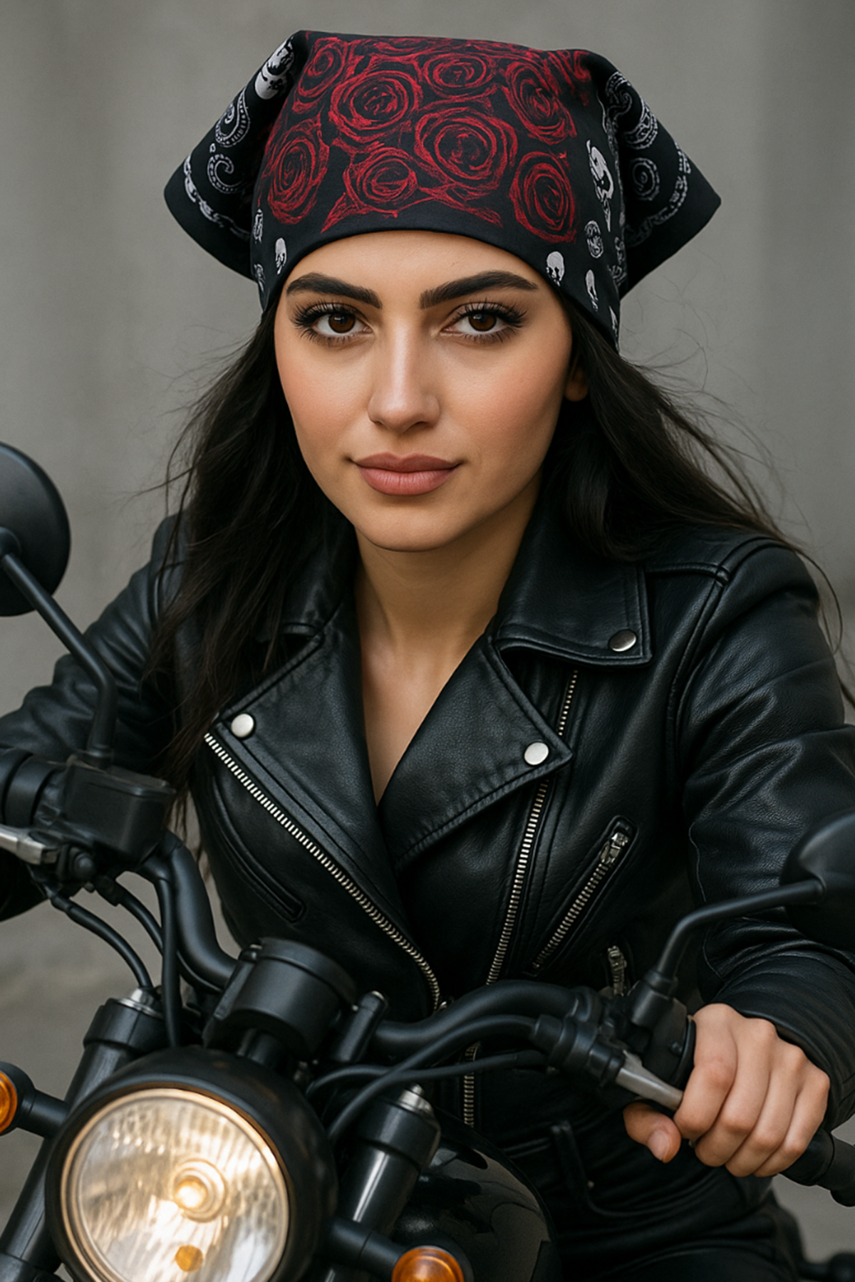 Siyah Renk Kurukafa Figürlü Bandana