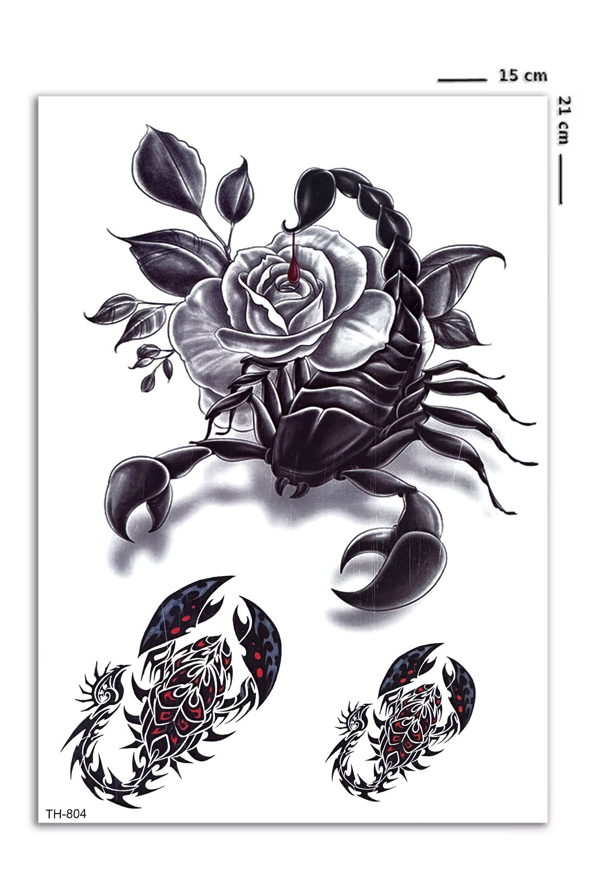 Akrep ve Gül Geçici Dövme Tattoo