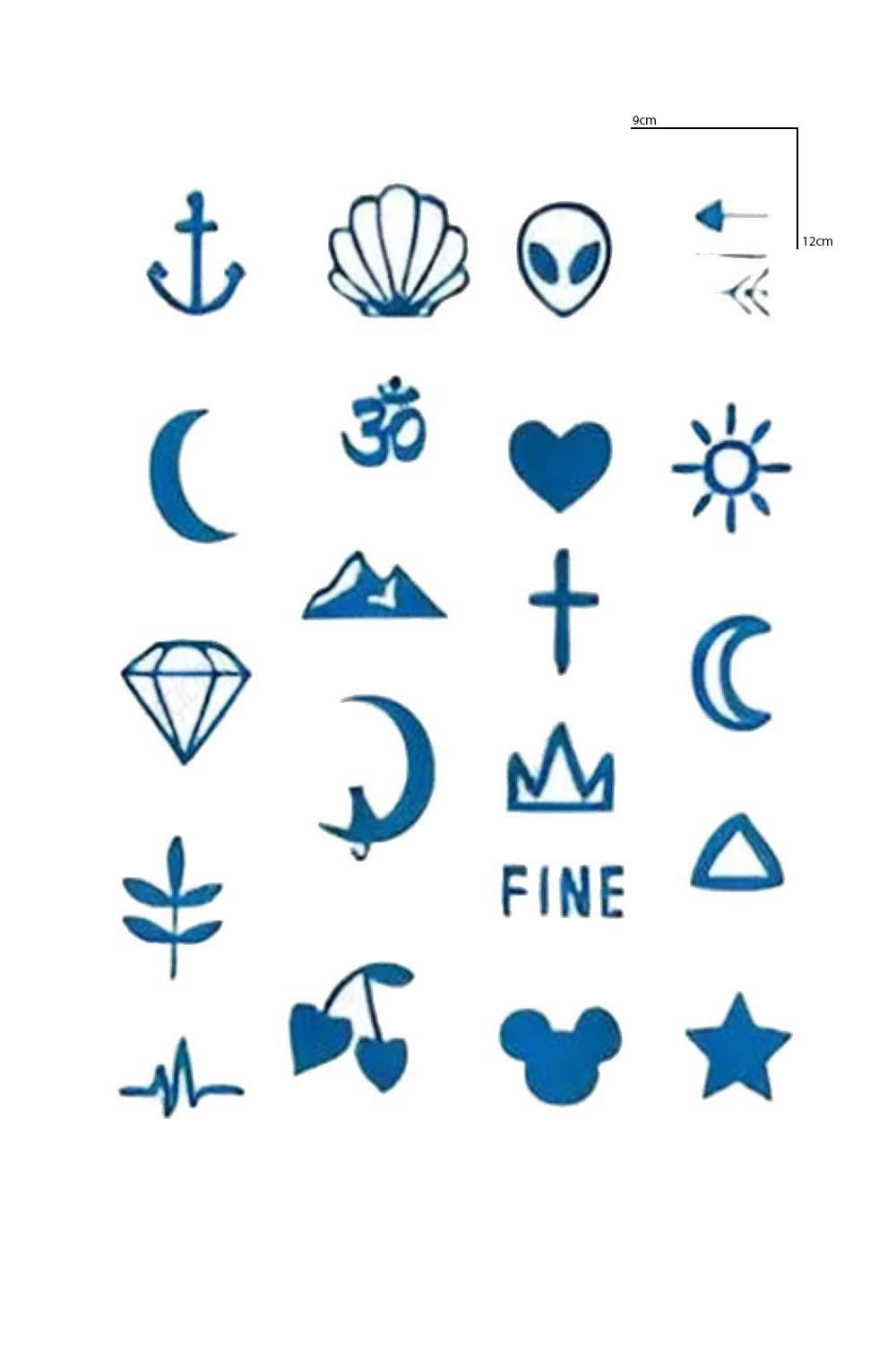 Karışık Figürlü 12 Saat Sonra Kararan Geçici Mini Dövme Tattoo