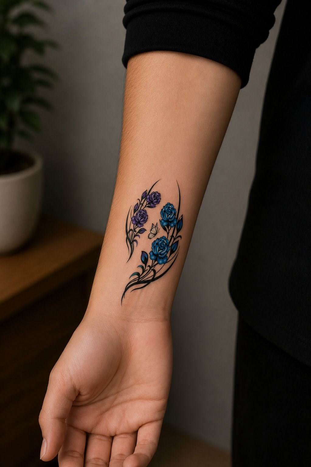 Kelebek Ve Gül Mini Geçici Dövme Tattoo