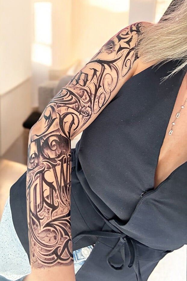 Yazılı Kol Dövme Geçici Tattoo