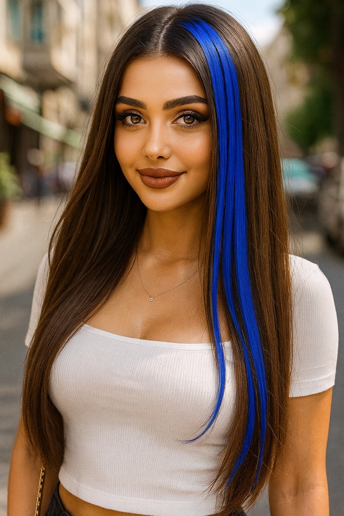  Yan Çıt Çıt Postiş / Lacivert Renk / 50 Cm