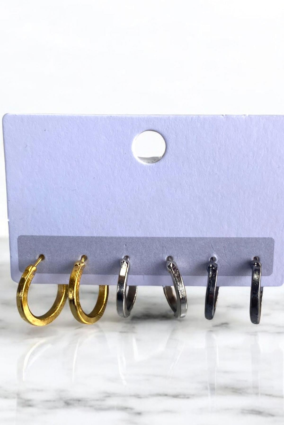 6lı Karışık Renk Halka Küpe Set