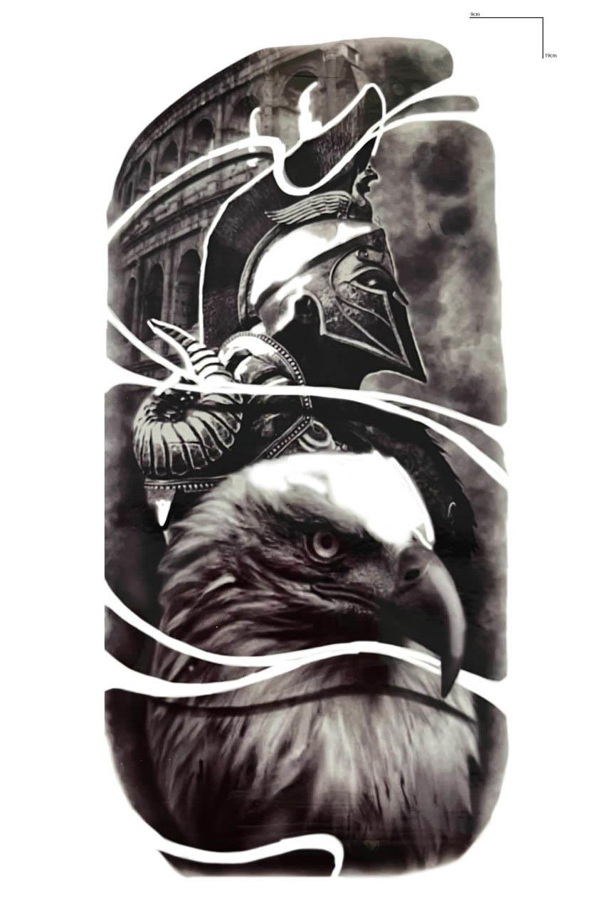Geçici Gladyatör Ve Kartal Figürlü Dövme Tattoo