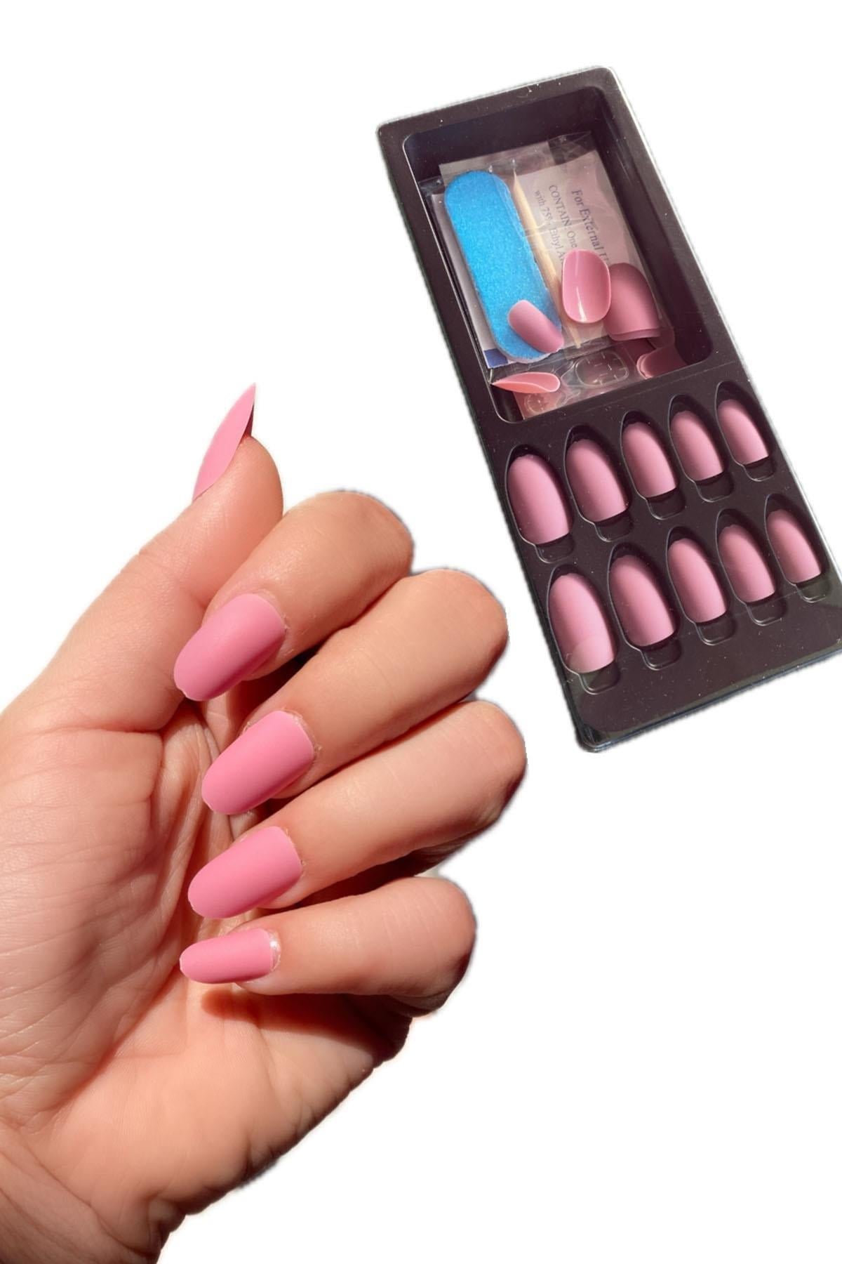 Mat Pembe Renk 24lü Takma Tırnak Seti