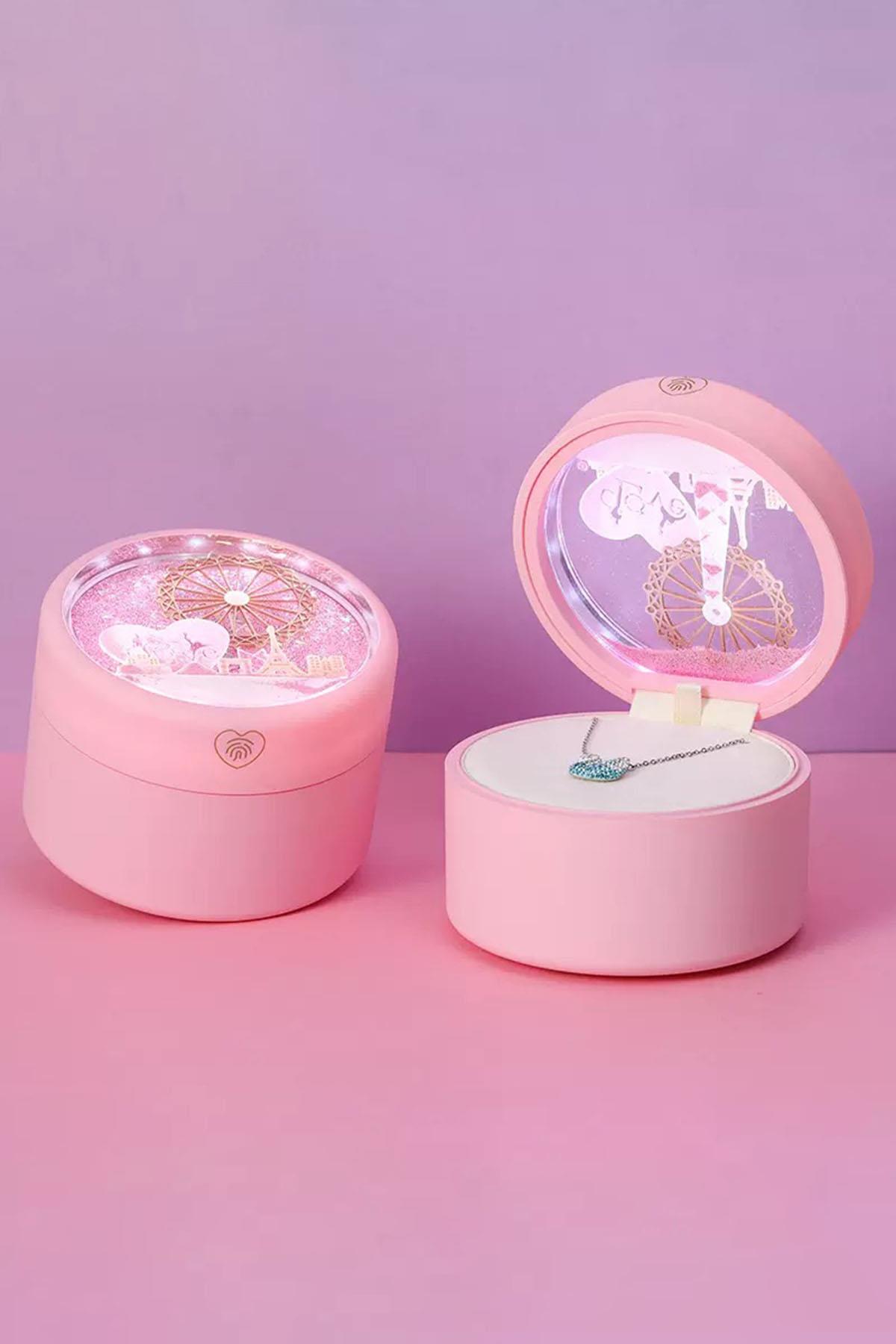 Pembe Renk Dokunmatik Işıklı Takı Organizeri