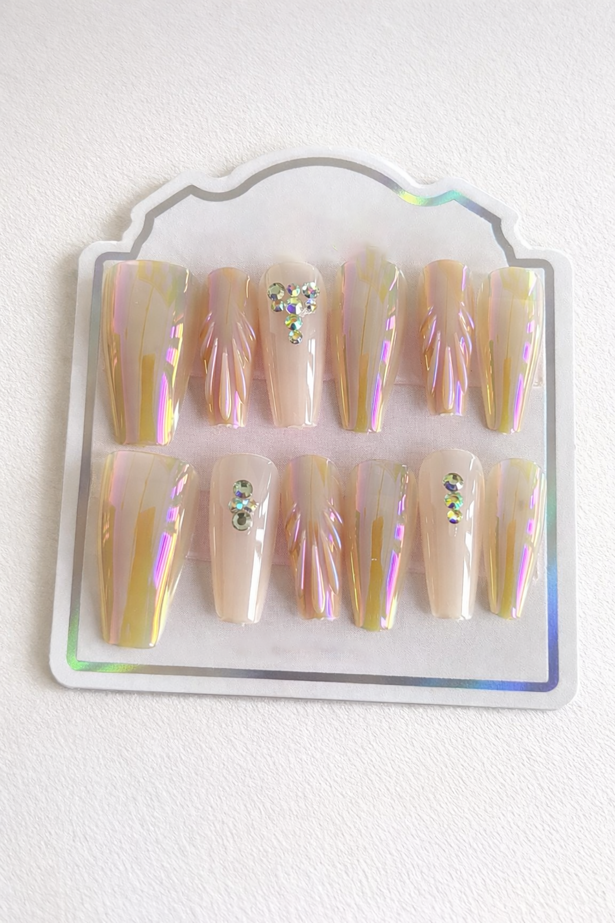 12li Karışık Renk Jel Görünümlü Takma Tırnak (Yapıştırıcılı)