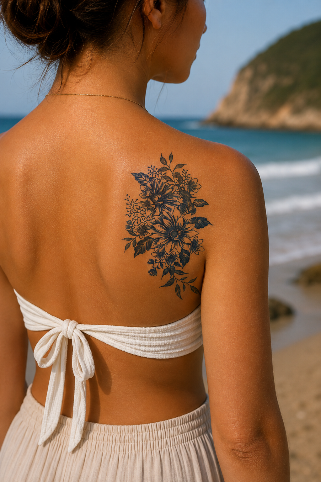 Çiçek Sonradan Kararan Yarı Kalıcı Geçici Dövme Tattoo