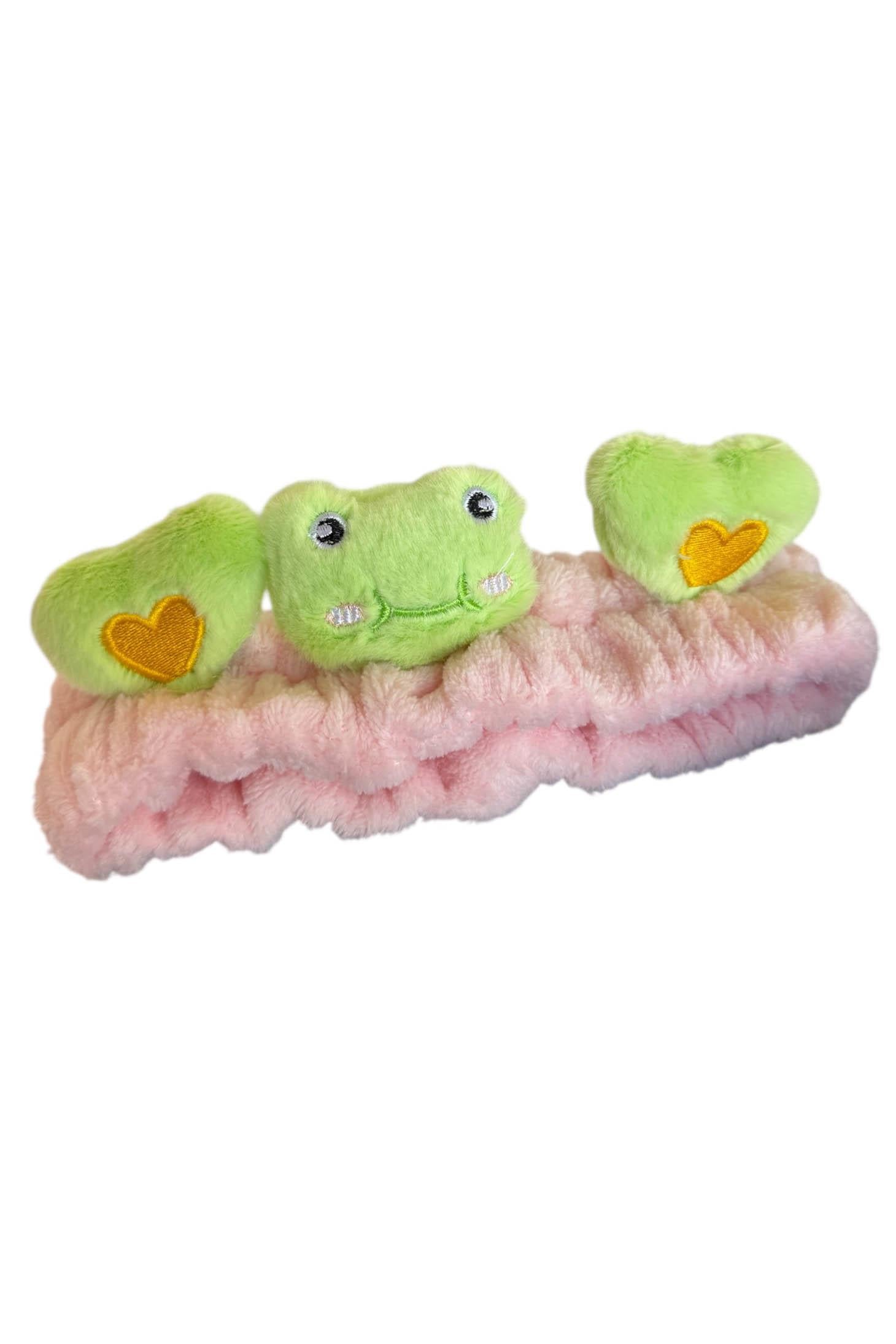 Açık Pembe Ve Yeşil Renk Kurbağa Figürlü Peluş Saç Bandı