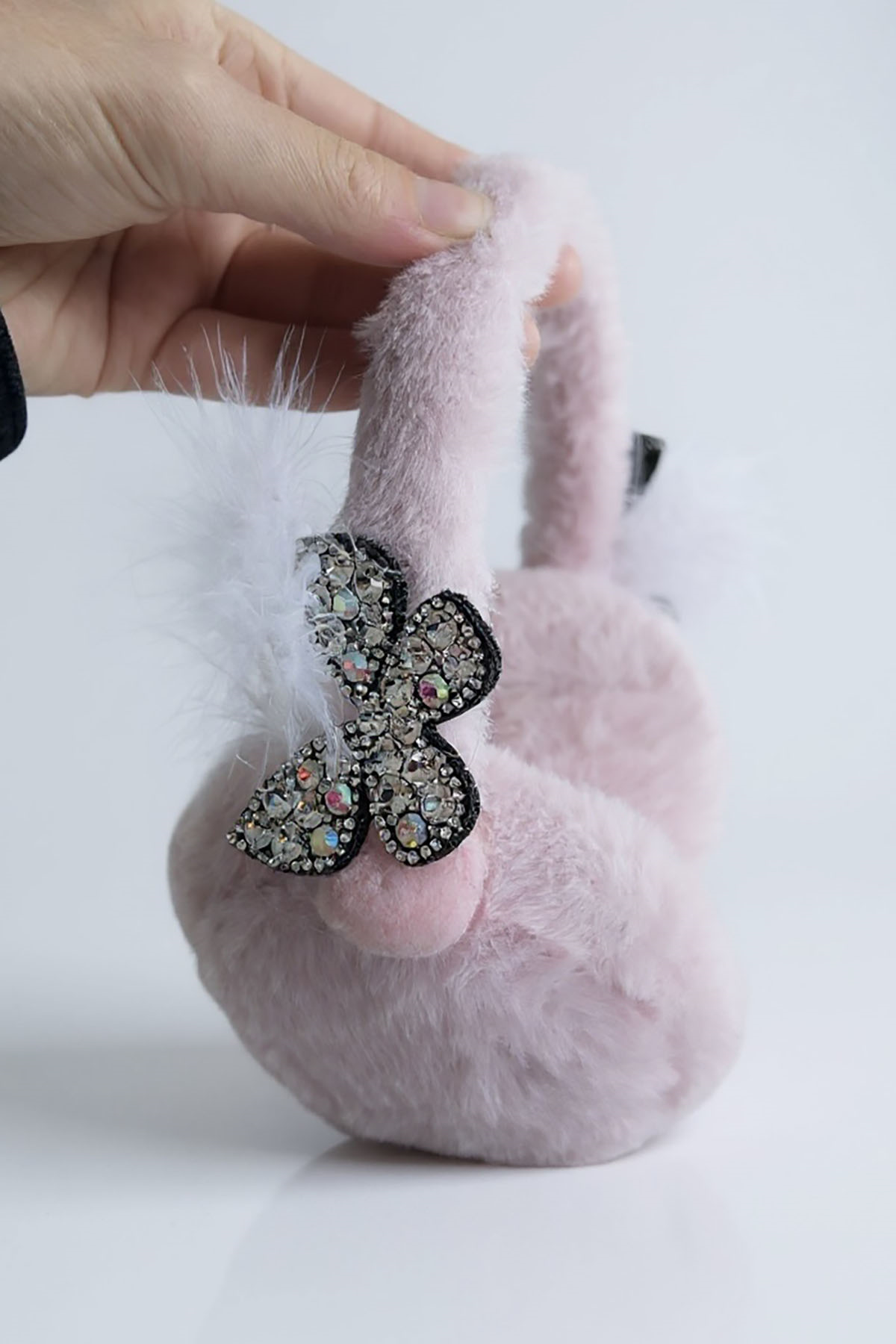 Pembe Renk Kelebek Detaylı Peluş Kulaklık
