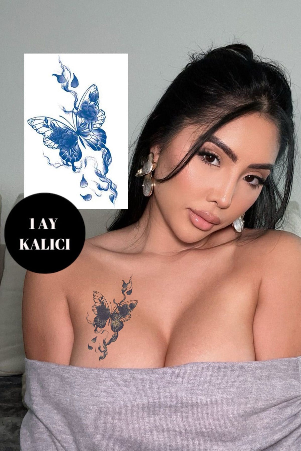 Kelebek Sonradan Kararan Yarı Kalıcı Geçici Dövme Tattoo