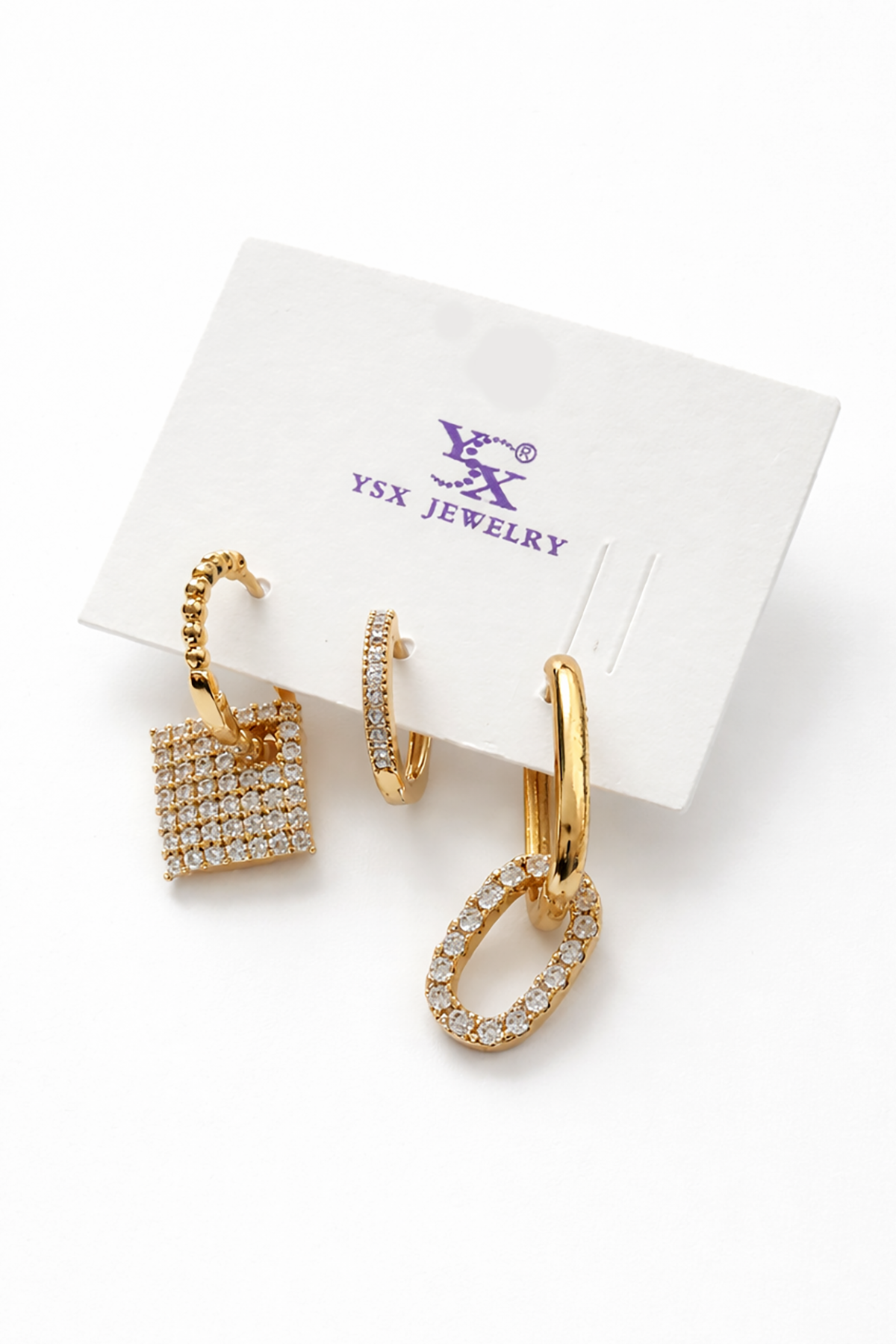 Altın Renk 3lü Ysx Küpe Set