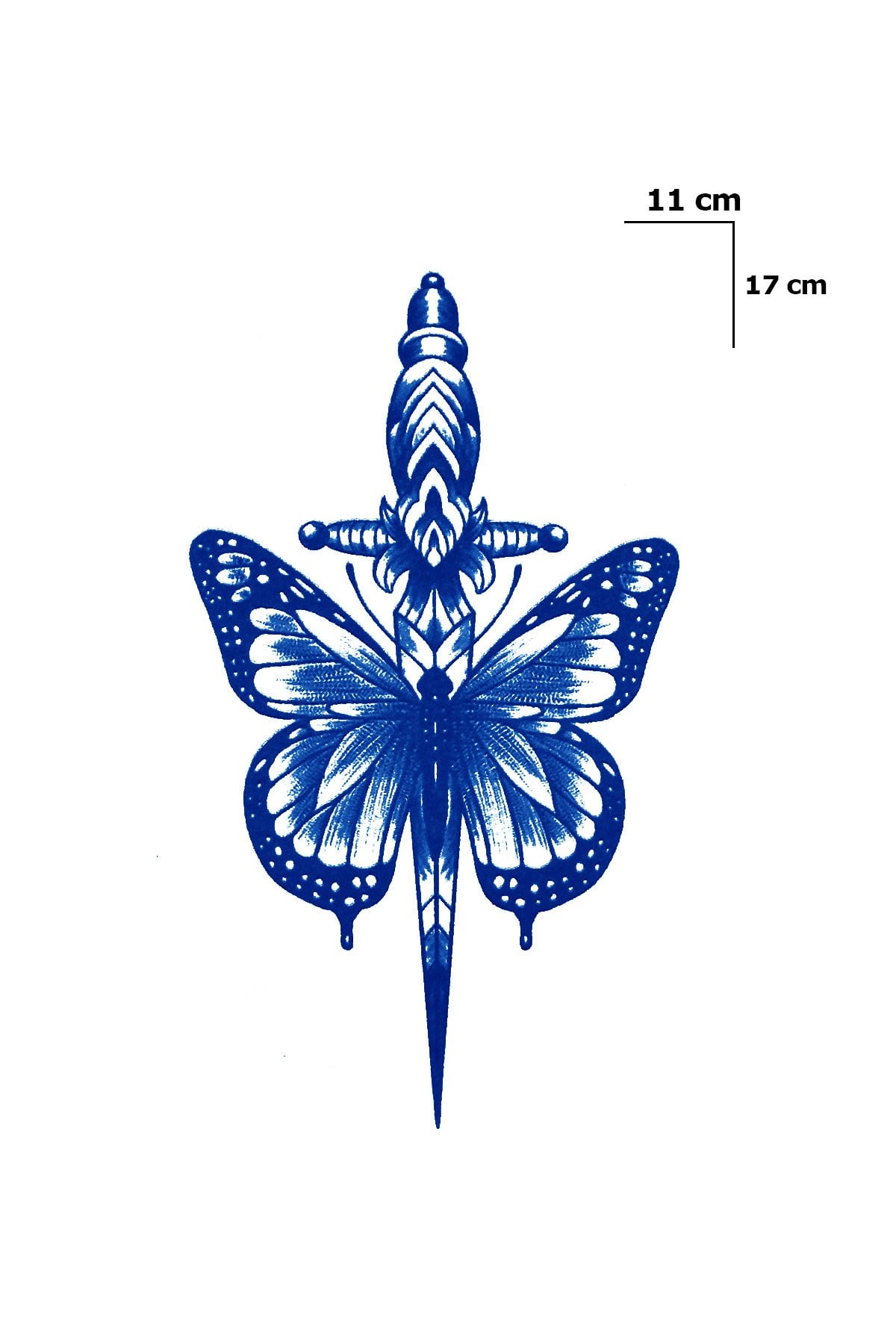 Kelebek Ve Kılıç Sonradan Kararan Yarı Kalıcı Geçici Dövme Tattoo