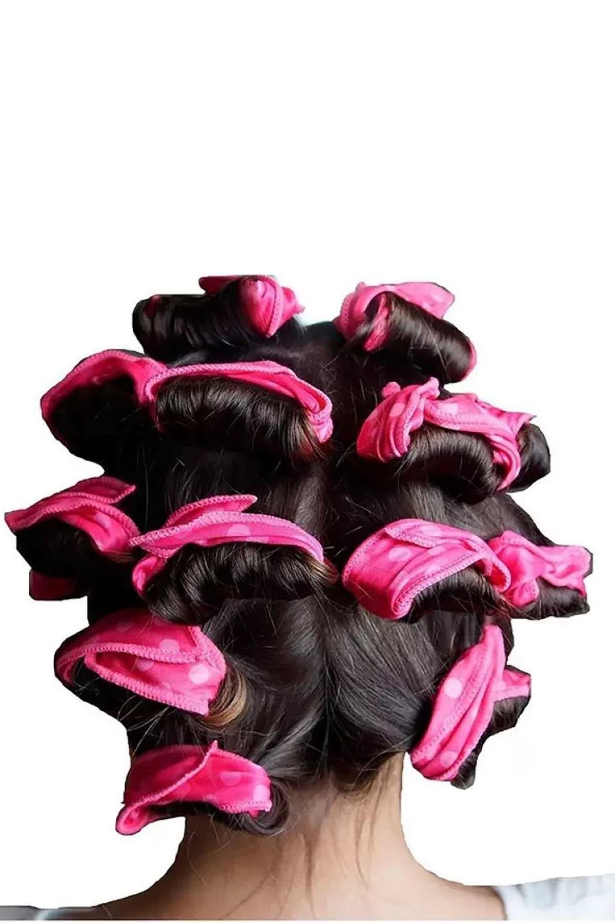 4lü Pembe Renk Isısız Saç Şekillendirici Saç Sosisi 