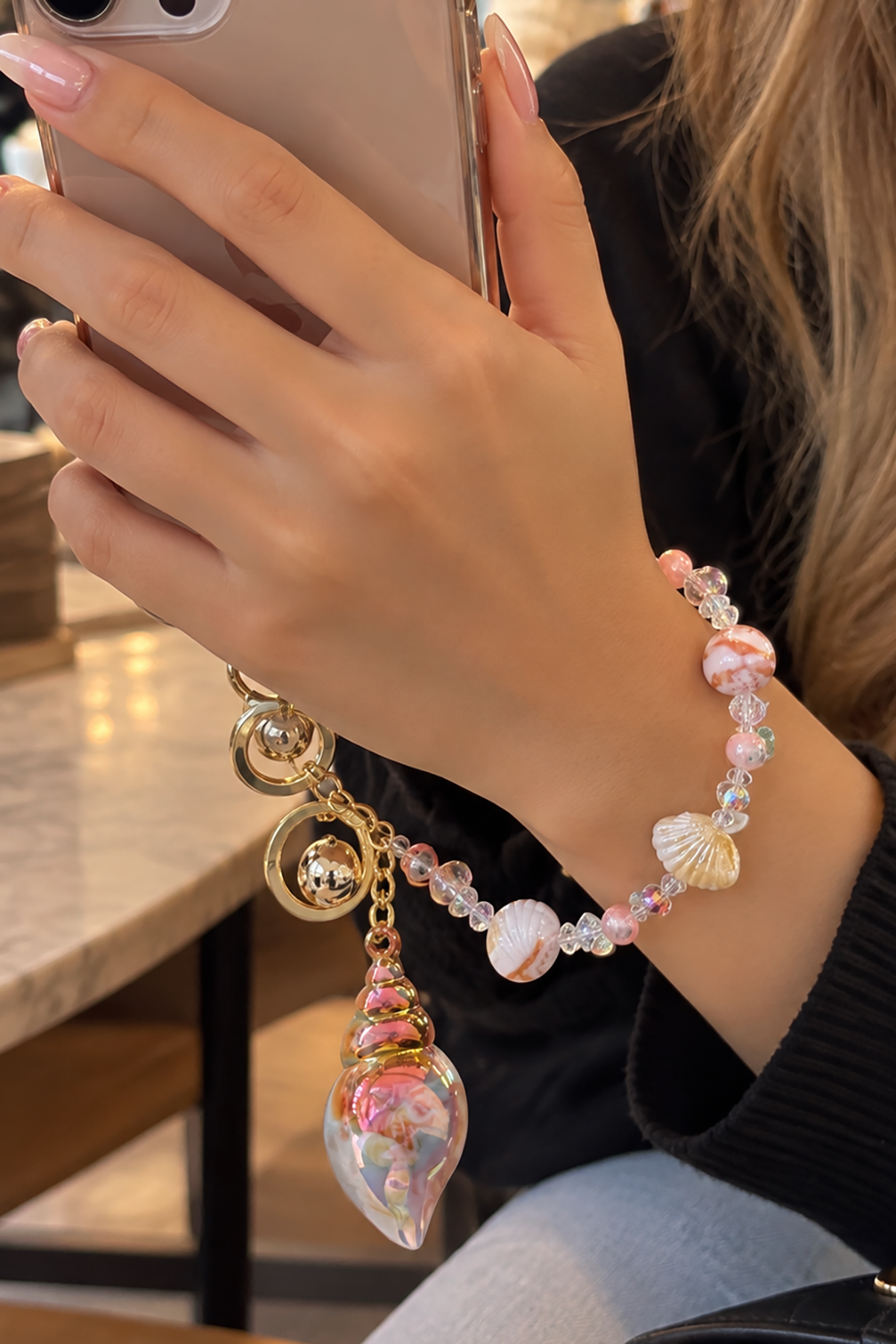 Karışık Renk Deniz Kabuğu Figürlü Çanta Charm/ Anahtarlık/Telefon Tutucu
