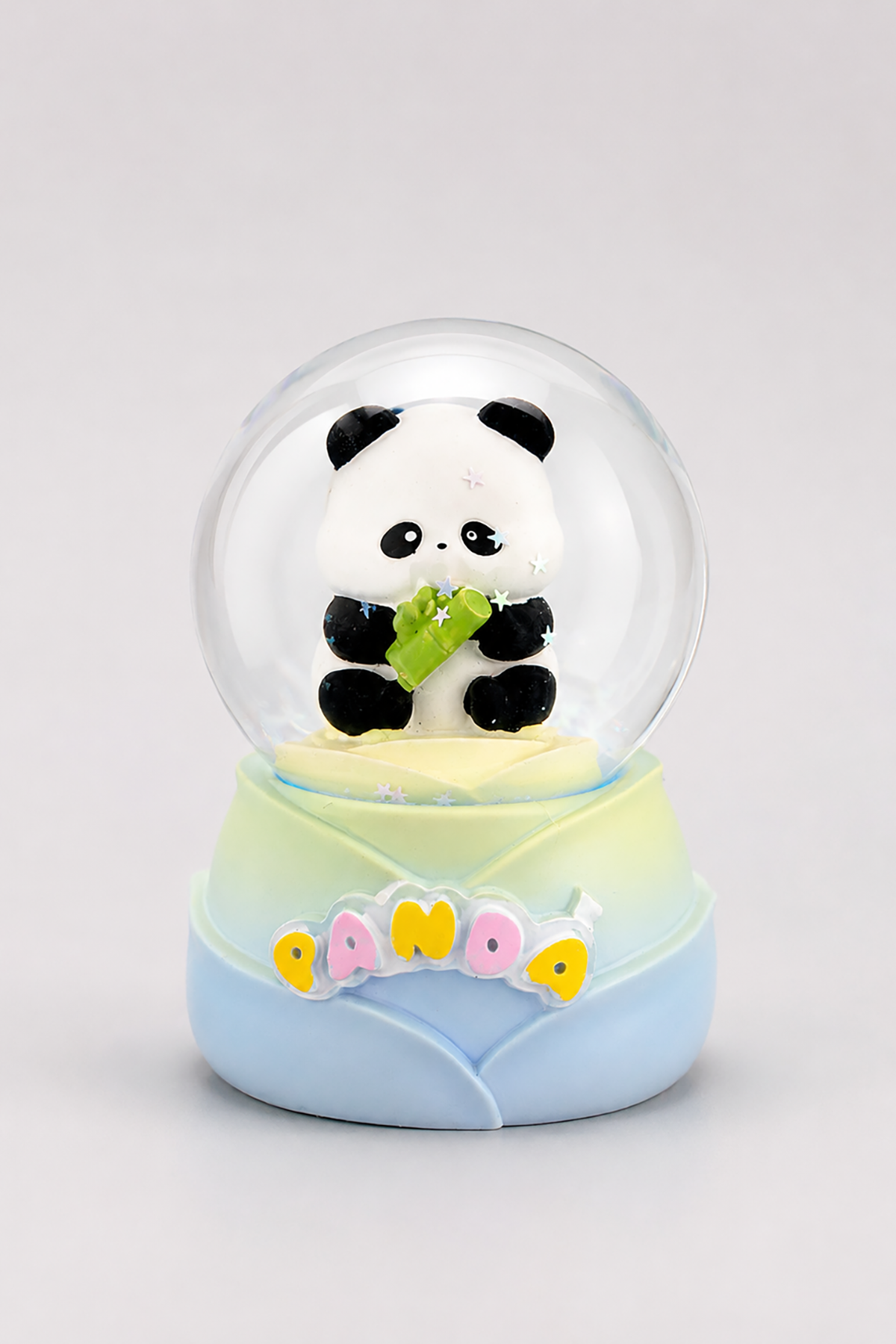 Mavi Renk Panda Figürlü Işıklı Küçük  Kar Küresi