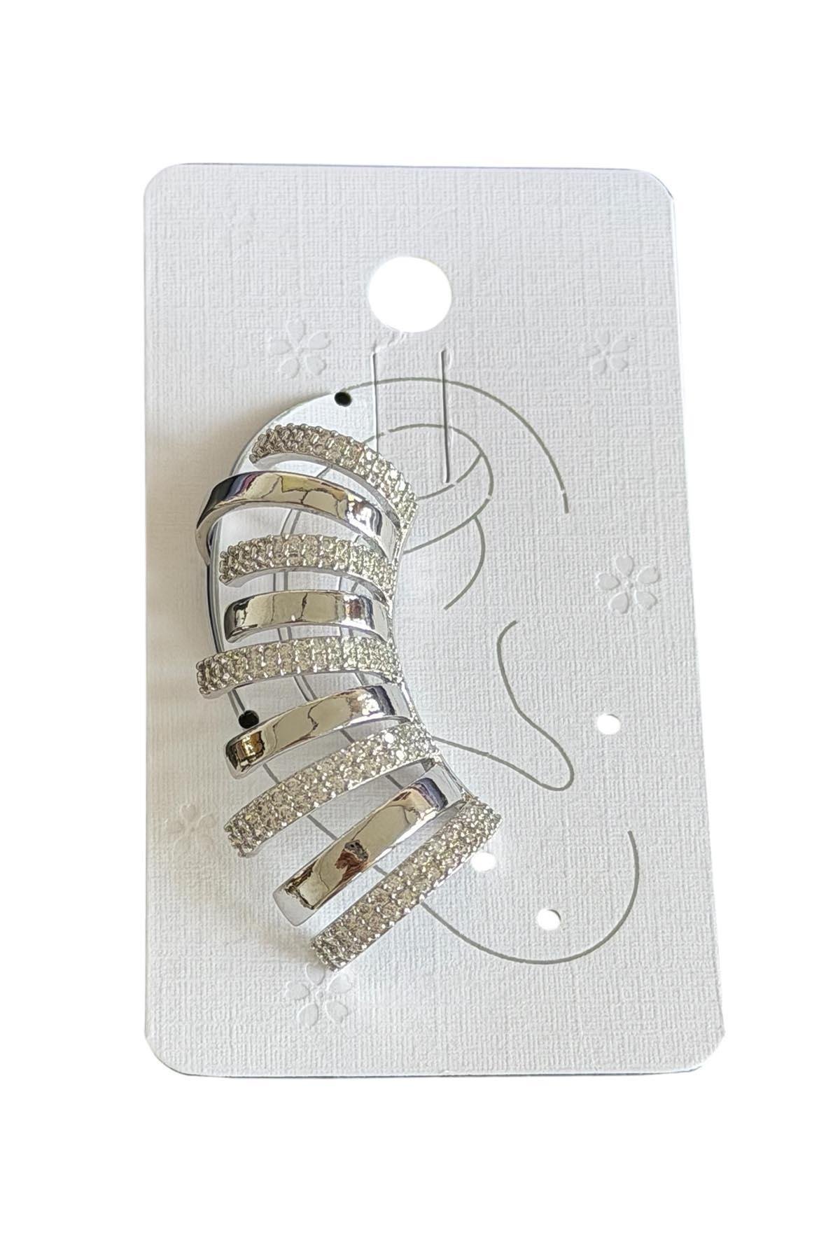 Gümüş Renk Taşlı Kulak Aksesuarı (Tek)