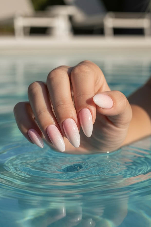 12li Pembe Ve Beyaz Renk Sim Detaylı Takma Tırnak Set (Yapıştırıcılı)