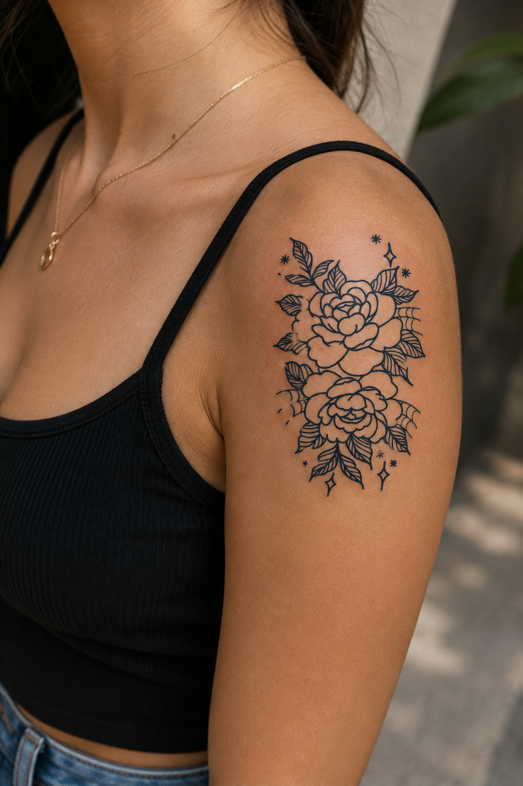 Gül Sonradan Kararan Yarı Kalıcı Geçici Dövme Tattoo