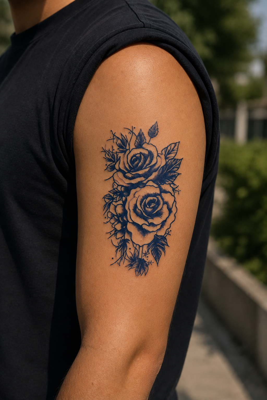 Gül Sonradan Kararan Yarı Kalıcı Geçici Dövme Tattoo