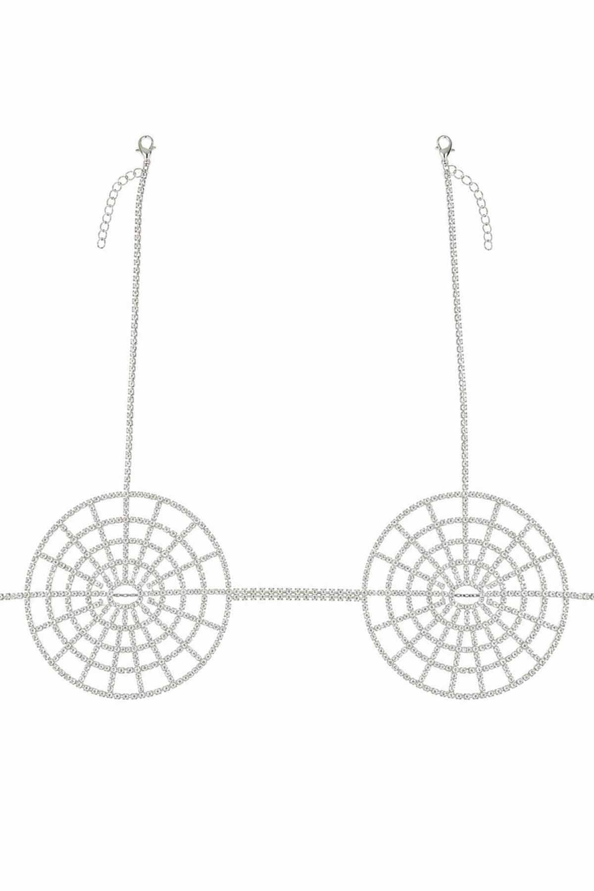 Gümüş Renk Taş Detaylı Bikini Üstü /Bralet /Vücut Aksesuarı