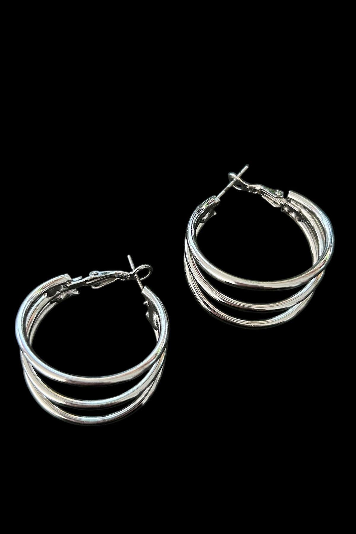 Gümüş Renk 25MM Halka Küpe (Çift)