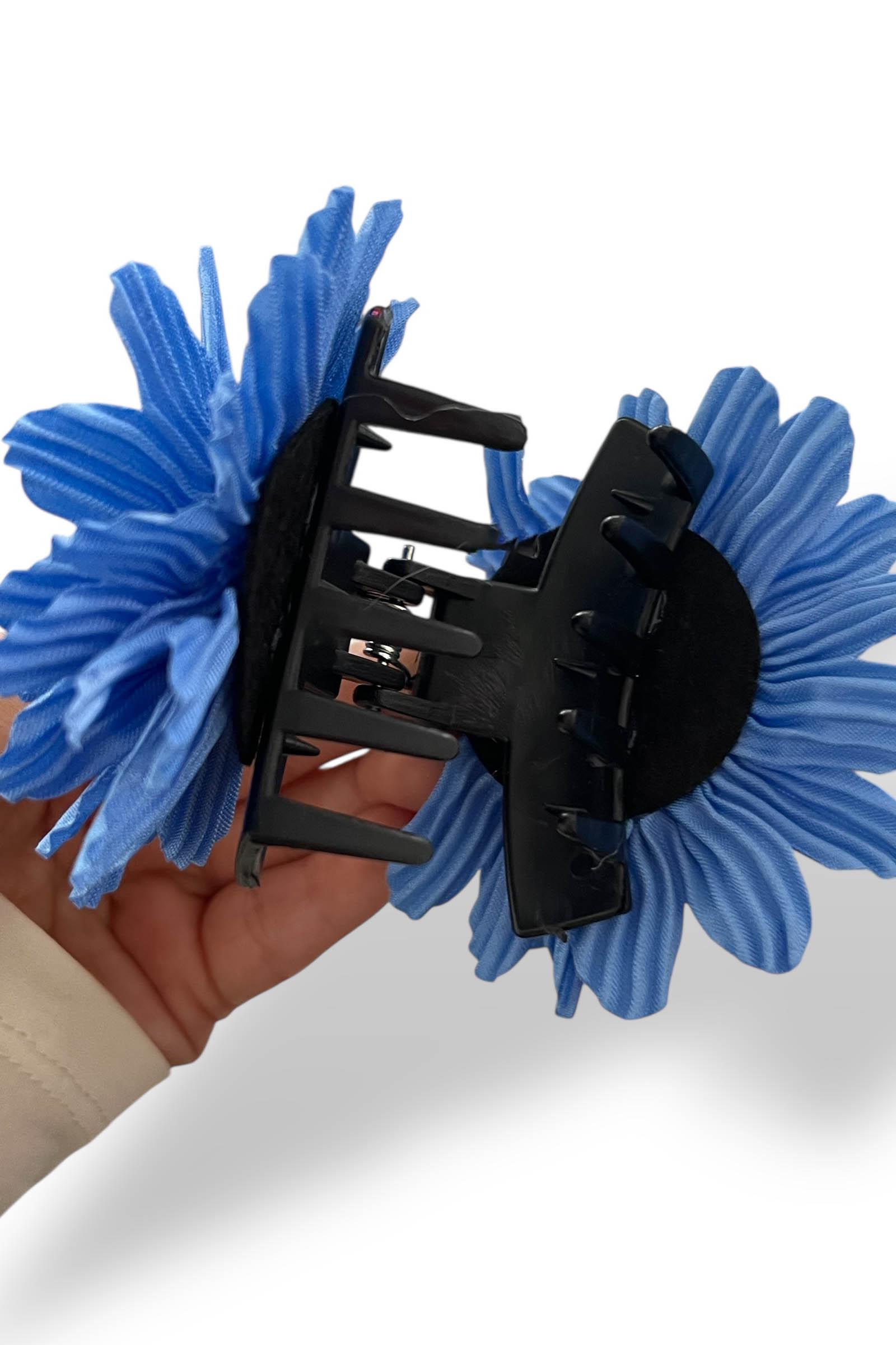 Mavi Renk Çiçek Figürlü Mandal Toka