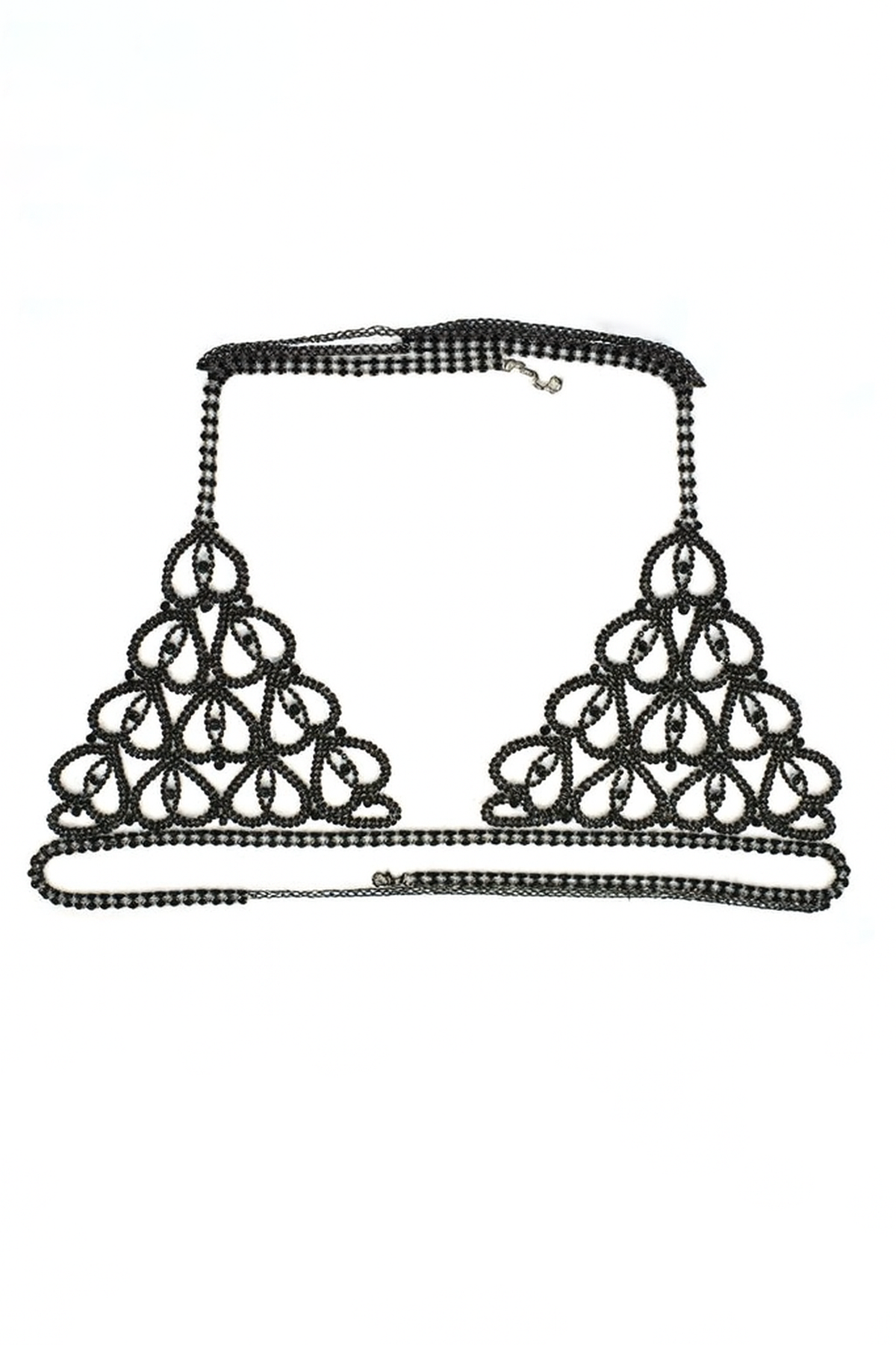 Gümüş Ve Siyah Renk Taşlı Bikini Üstü /Bralet /Vücut Aksesuarı