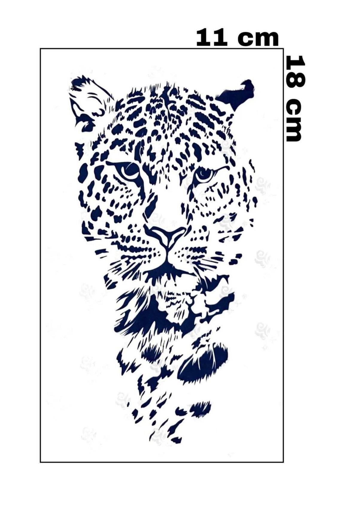 Kaplan Figürlü 12 Saat Sonra Kararan Geçici Orta Dövme Tattoo