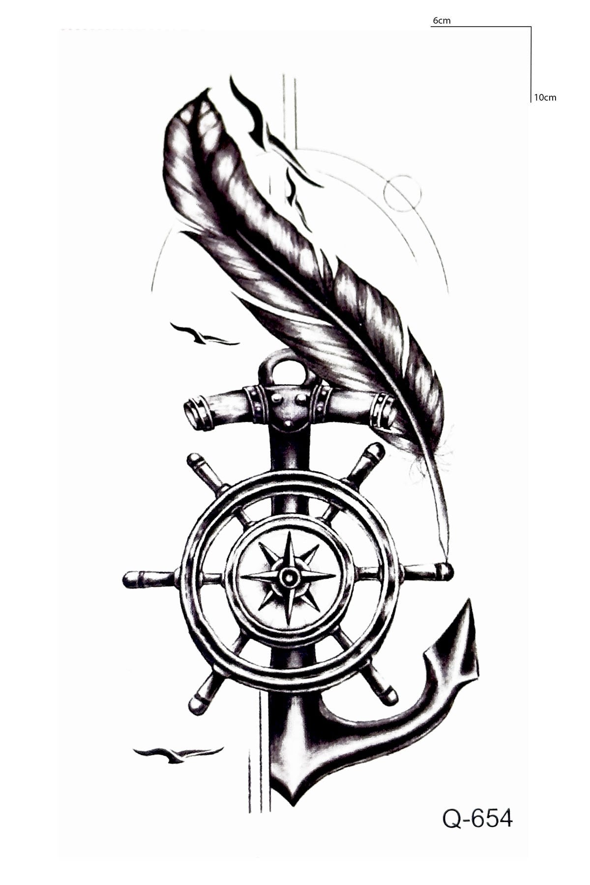 Çapa Pusula Geçici Dövme Tattoo