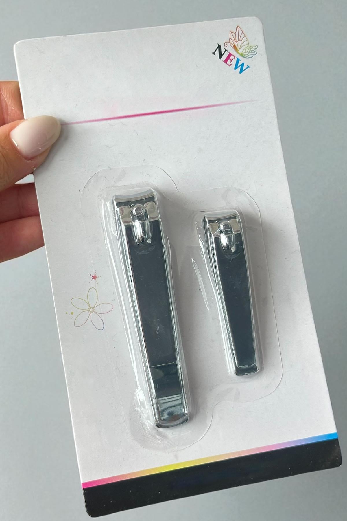 Gümüş Renk 2li Orta Boy Ve Büyük Boy Tırnak Makası Set