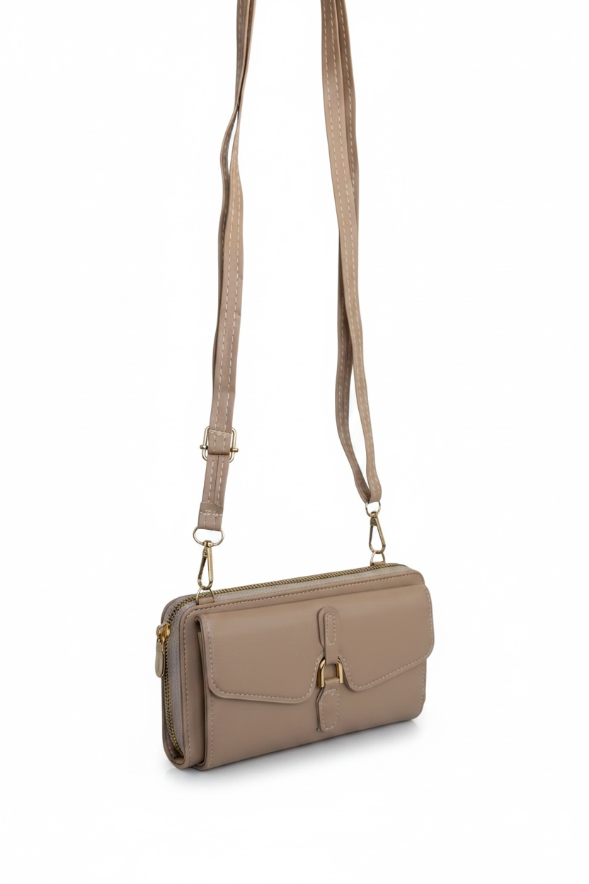 Bej Renk Deri Kadın Çanta/Cüzdan