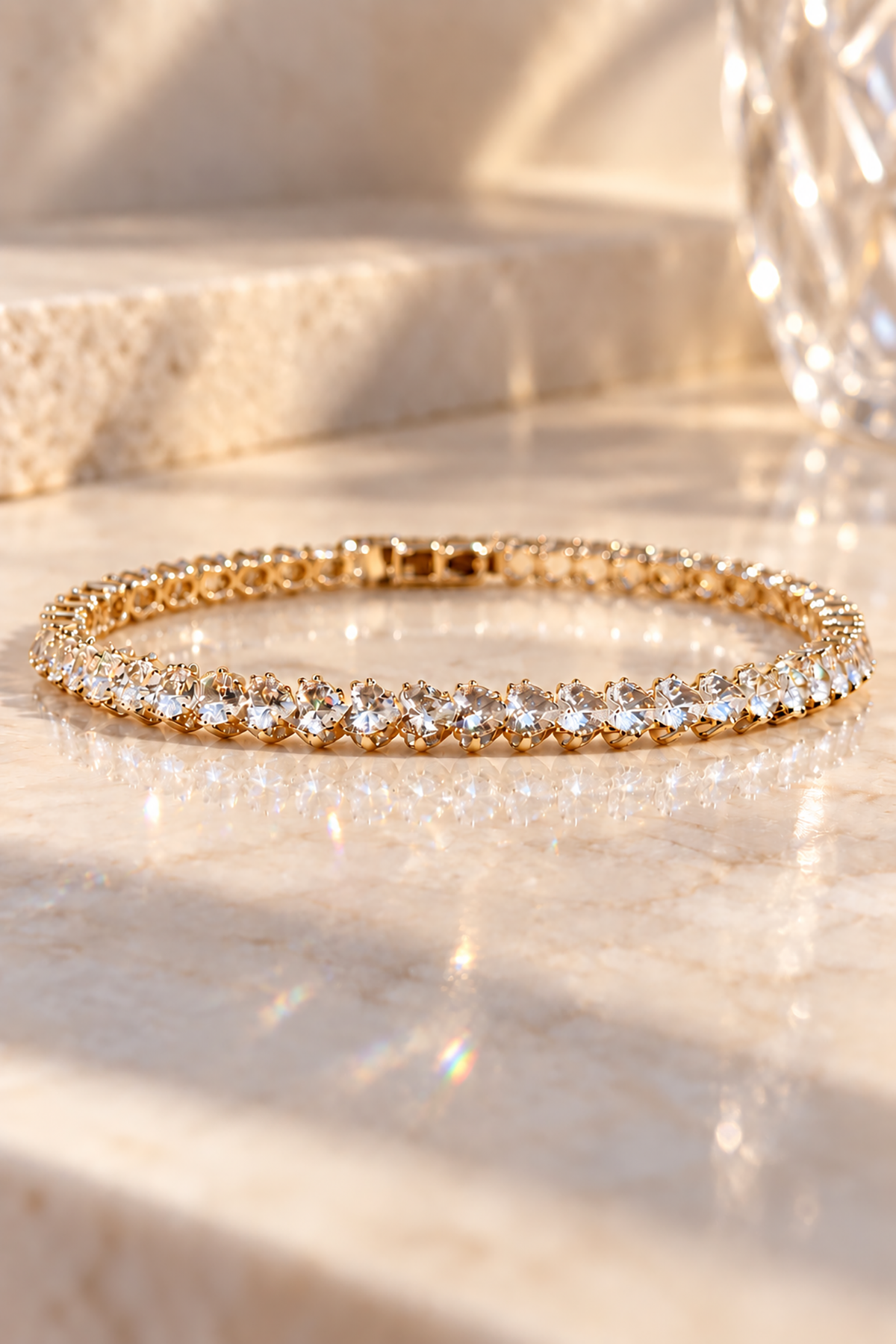 Altın Renk Kalp Figürlü Taşlı Choker Kolye