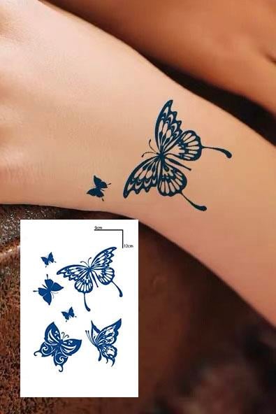 Kelebek Figürlü 12 Saat Sonra Kararan Geçici Mini Dövme Tattoo