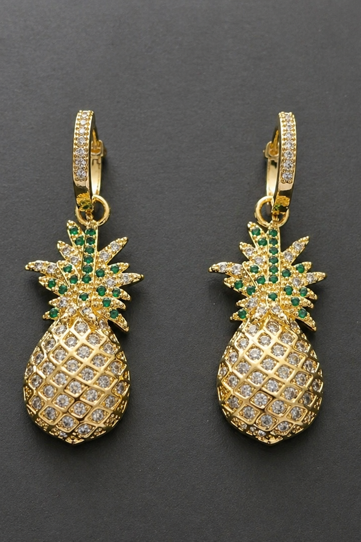 Altın Renk Ananas Figürlü Küpe (Çift)