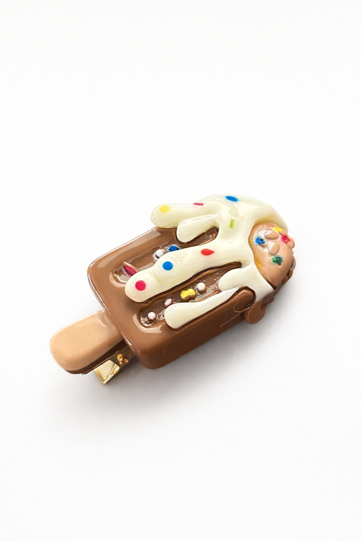 Kahve Renk Dondurma Figürlü Yan Toka