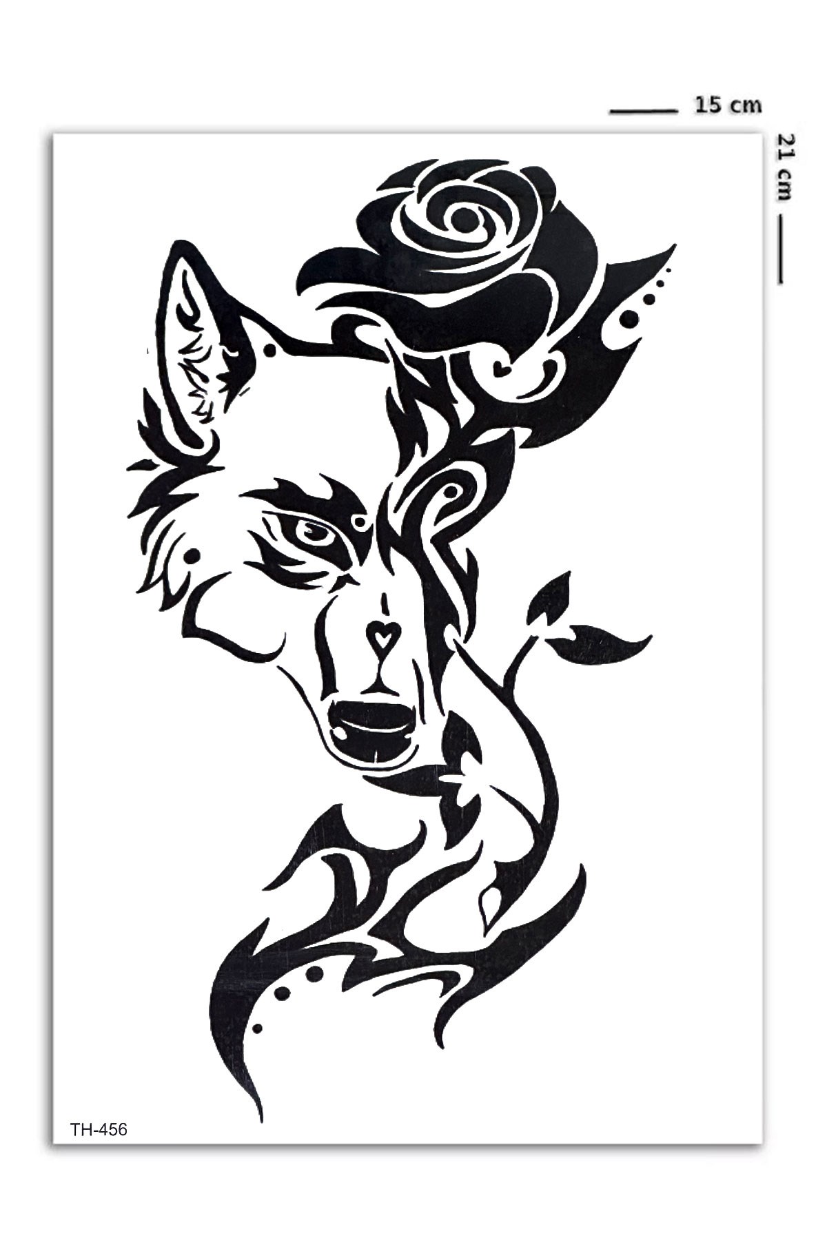 Gerçekçi Geçici Tribal Kurt Ve Gül Dövme Tattoo